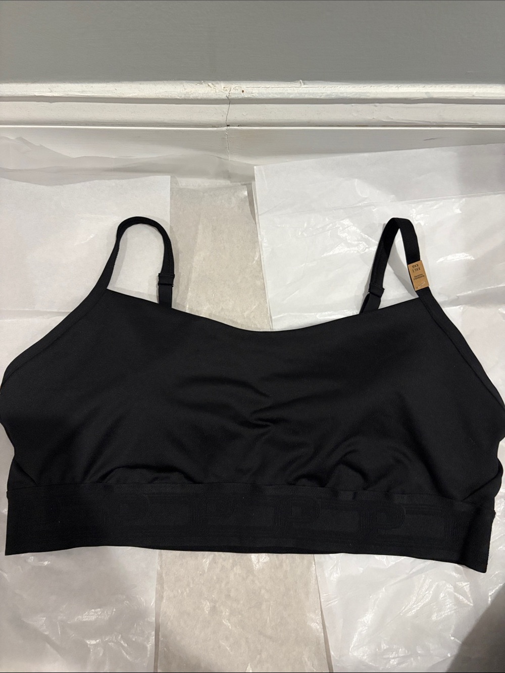 PINK Victoria's Secret Black Seamless Crop Bralette with Adjustable Straps